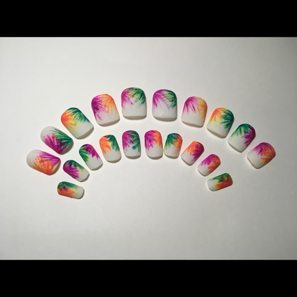 Tropical Matte Square Press On Nails Set of 20 - Picture 3 of 11